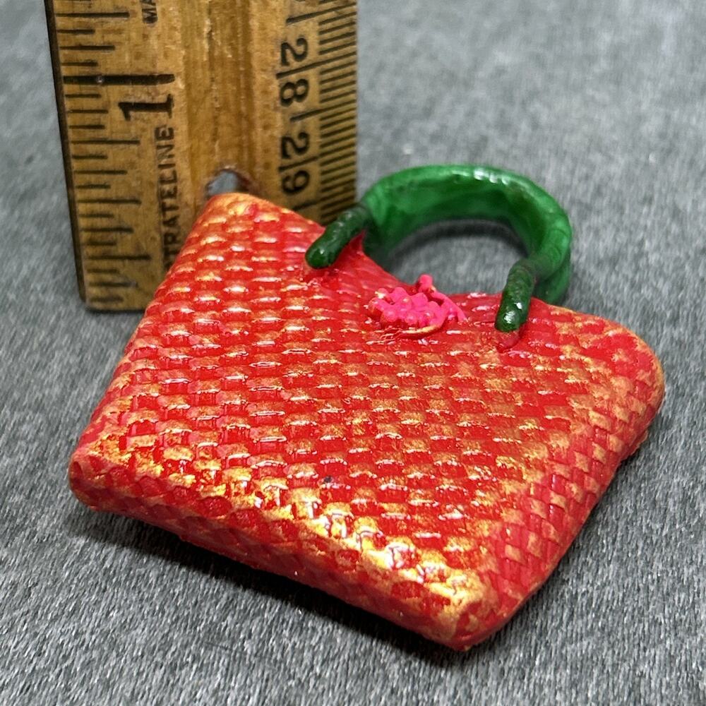 Studio 18 Flowered Purse FRIDGE MAGNET Mini Tiny Cute Accessory Kawaii Green Red